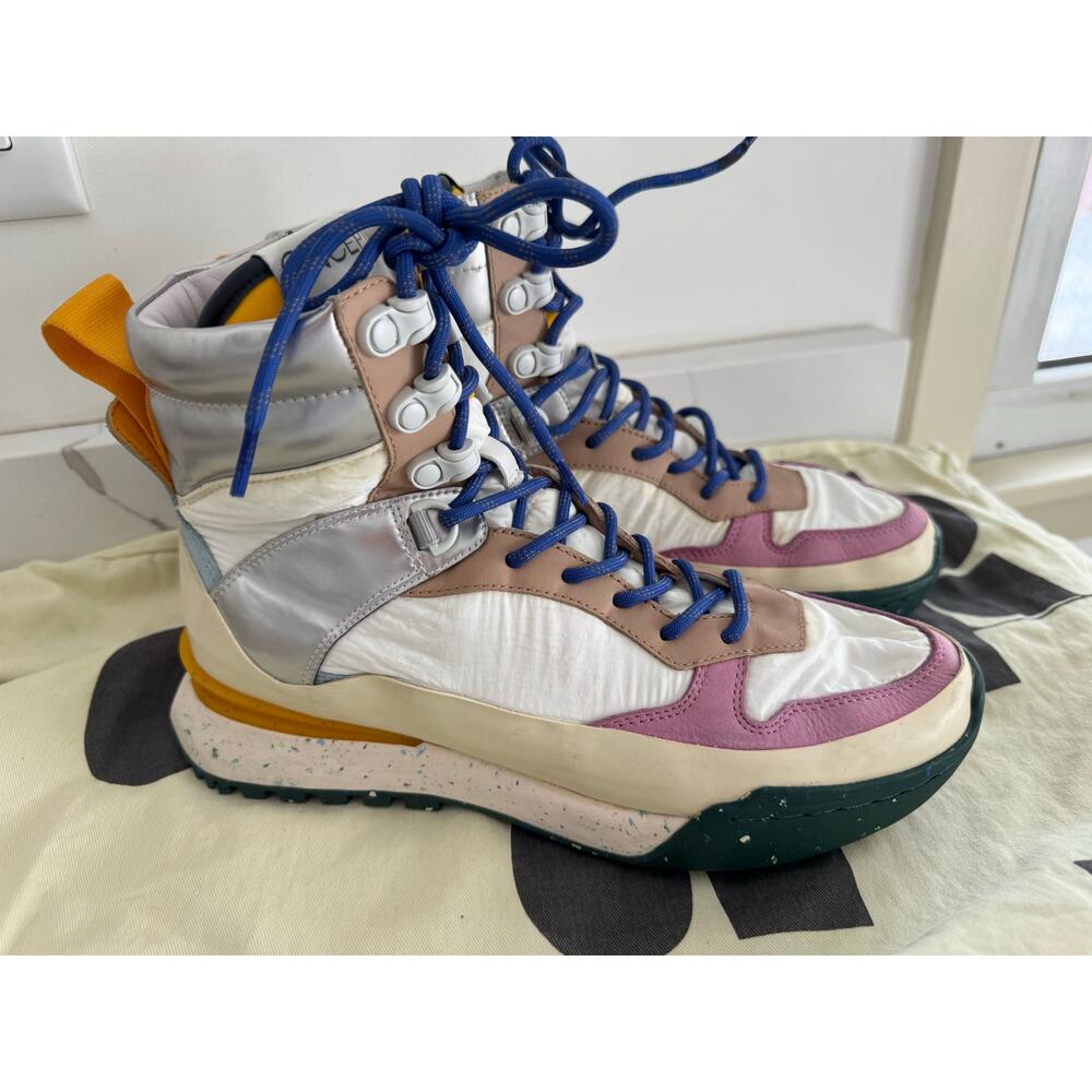 NCEPT Multicolor High Top Platform Boots - White, Pink & Tan Hiking Sneakers - Picture 11 of 12